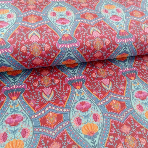 Dekostoff - Samtstoff - Boho Velvet - Muster - bordeaux