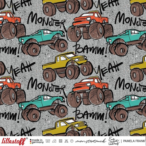 Lillestoff - Monstertruck - Biojersey - grau