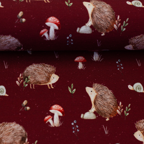 Jersey - liefe in the forest - by Christiane Zielinski - Igel bordeaux