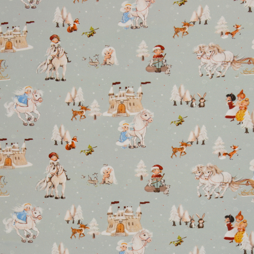 Baumwollstoff - Fairytale - magische Mitternacht - mint