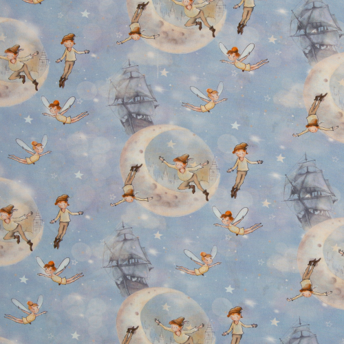 Baumwollstoff - Fairytale - flieg ins Abenteuer - hellblau