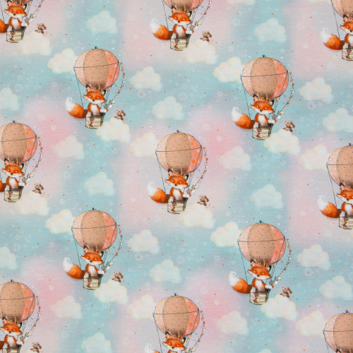 French Terry - little Fox & Friends - ballon - wolken