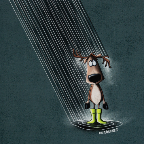 Panel - Sweat - Winter Moods - by Thorsten Berger - Rentier im Regen