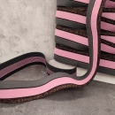 Gummiband - Elastic - 30 mm - 3-farbig - Glitzer - grau - rosa