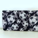 Baumwollstoff - Fußbälle - antrazit - grau - weiss