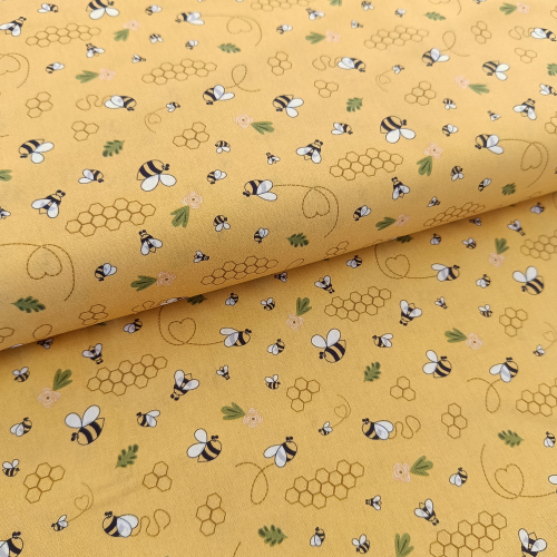 Baumwollstoff - Bienen - gelb
