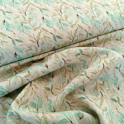 Viskose - Leinen - Blätter - natur - grün