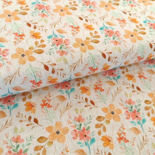 Viskose - Leinen - Blumen - bunt