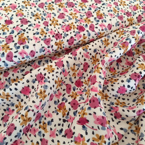 Viskose - Webware - kleine Blumen - altrosa - gelb