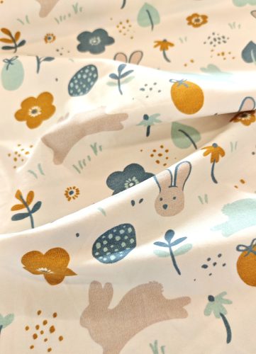 Jersey - Bunny - creme - blau