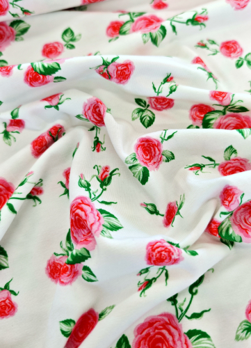 Jersey - Rosen - Blumen - weiss