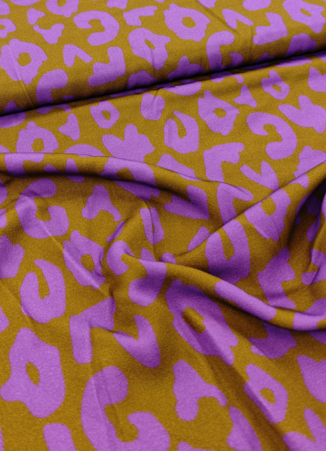 Viskose- Webware - Happy Leo - ocker - flieder  - Cherry Picking