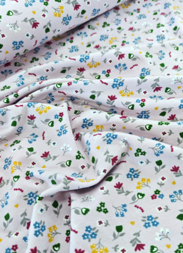 Jersey - Streublümchen - Blumen - flieder