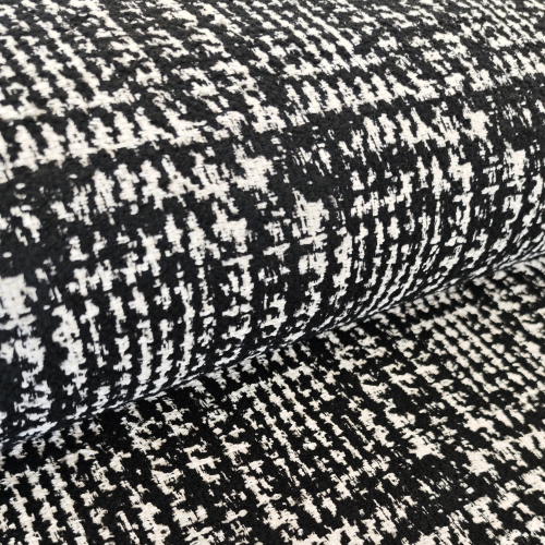 Bouclé Glencheck-Karo - wollweiss/schwarz