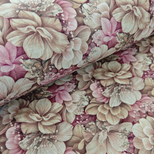 Alpenfleece - Blumen - beige - altrosa