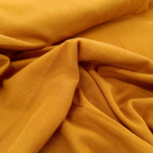 leichte Slub Baumwolle in Leinenoptik - ocker-terra