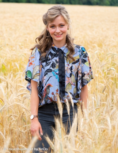 Viskose - Crepe - Webware - Blumen - hellblau