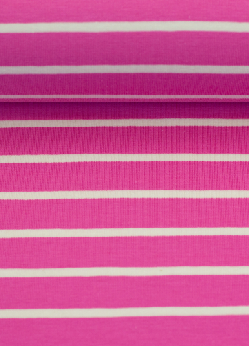 Jersey - Isa  - Streifen - pink - weiss