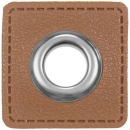 Ösen Patches für Kordeln - Lederimitat - 10 mm - mittelbraun
