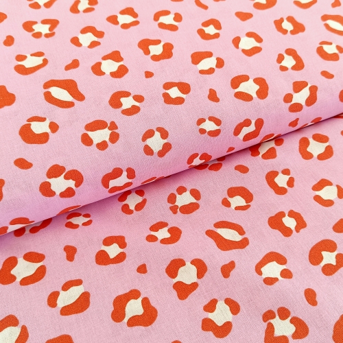 Baumwollstoff - Leo - rosa - orange