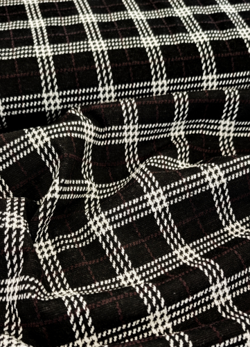 Jacquardjersey - Strick - karo - schwarz - weiss